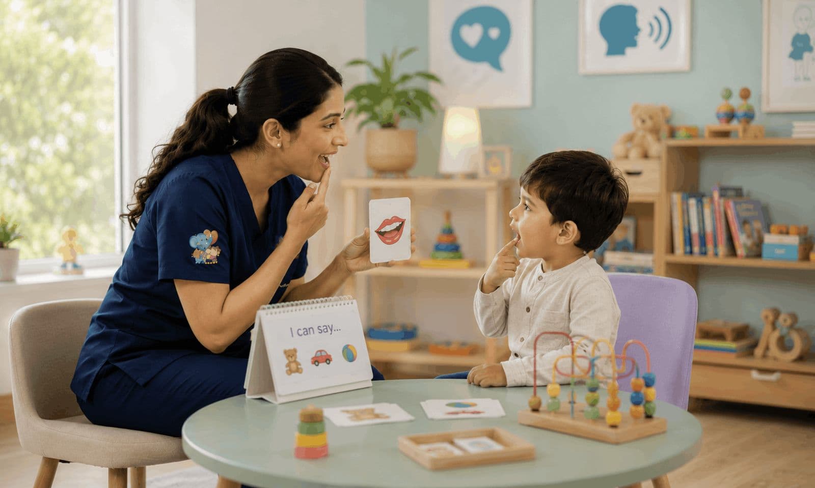 Siraa Health specialist with a child